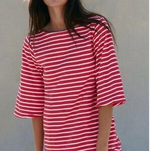 Free People Red and White Striped Charlie Mini Dress